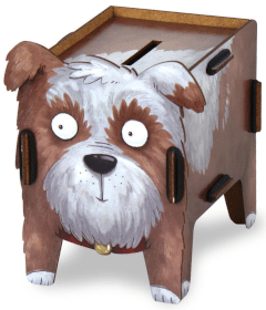Hundespardose aus Holz zum Zusammenstecken