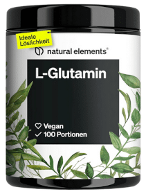 Empfehlung und Testsieger: veganes L-Glutamin-Pulver von Natural Elements