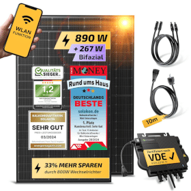 Empfehlung Flexibles Balkonkraftwerk 900Wp Set