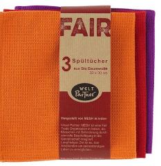 3er-Set Spültücher aus Bio-Baumwolle (30 × 30 cm) | WeltPartner