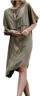 Khakifarbenes Sommerkleid aus veganer Seide