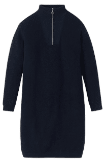 recolution Stellera | Dunkelblaues Strickkleid mit Stehkragen